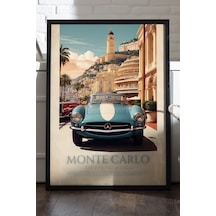 Mercedes-benz 300 Sl Siyah Ahşap Çerçeveli Poster, Dekoratif Araba Duvar Tablosu