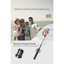 Led Işıklı Selfie Çubuğu Bluetooth Kumandalı Kablosuz Tripot Selfie Monopod Selfie Stick Beyaz