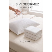 4 Adet Beyaz Fermuarlı Sıvı Geçirmez Yastık Alezi Yastık Koruyucu