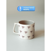 Fiyonk Desenli Kupa Bardak Seramik Kahve Mug Beyaz