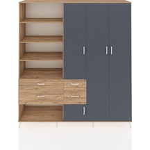 Hyperion Dolap 14 Raflı 4 Çekmeceli 4 Kapaklı 220x44x243 Çam-antrasit/çam Antrasıt/atlas Çam