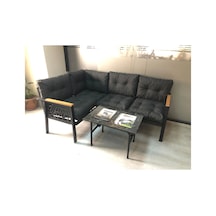 Miami Melisa 2+2 Köşe Yön Değiştirilebilir Koltuk Takımı Balkon-bahçe-kafe Mermerdesen 70x50cm Sehpa Antrasit