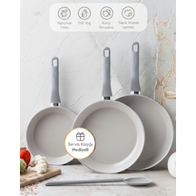 Emsan Swiss Cyrstal Rs 3'lü Tava Seti Gri 24-26-30 Cm Gri
