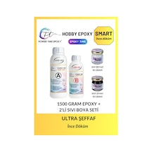 Hobby Epoxy Smart/ Şeffaf Epoksi Reçine Ince Döküm 1500 Gram + 2 Adet Sıvı Pigment Siyah Ve Beyaz