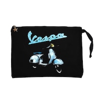 Vespa Vintage Siyah Clutch Astarlı Cüzdan / El Çantası Siyah