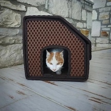 Kahverengi Dış Mekan Yağmura Dayanıklı Kedi Evi