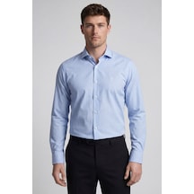 Bisse Mavi Regular Fit Pamuk Cepsiz Uzun İtalyan Yaka Gömlek Bsgmczg25565 D35