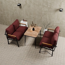 Mb Garden Furnıture Simetri Model, Balkon, Mutfak, Bahçe,cafe,metal Koltuk Takımı,bahçe Takımı,çay Seti, 2+2 Takım+masa Bordo