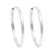 Oya Silver Oval Hatlı Yuvarlak Gümüş Halka Küpe 4.5x4.5cm- 3mm Kalınlık 925 Ayar Oya Silver Oval Hatlı Yuvarlak Gümüş Halka Küpe 4.5x4.5cm- 3mm Kalınlık 925 Ayar
