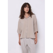 Colin's Colins Relaxed Fit Shirt Neck Düz Kadın Bej ¾ Kol Gömlek Cl1073929 Q1.v1 Lbg Lıght Beıge