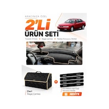 E-biz Mazda 626 Cronos 1991-1996 Uyumlu Torpido Örtüsü + Deri Bagaj Çantası - Siyah-bej - Ma009