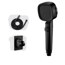 Üç Modlu Su Akışı Ayarlanabilen Yüksek Basınçlı Duş Başlığı Siyah