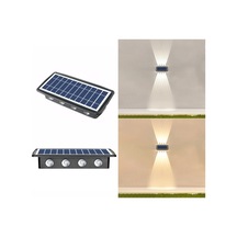 Cbtx Bahçe Aydınlatma 8led Solar Duvar Lambası Dış Mekan Suya Dayanıklı Yukarı Ve Aşağı Çift Başlı Spot Işıklar Beyaz + Sarı Sıcak Işık