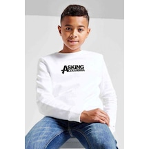 Tshirthane Alexandria Logo Baskılı Unisex Çocuk Beyaz Sweatshirt