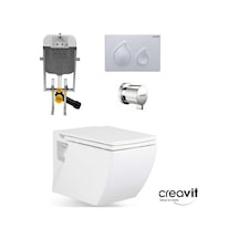 Creavit Trend Asma Klozet + Duroplast Yavaş Kapak + Creavit Gömme Rezervuar Set Beyaz