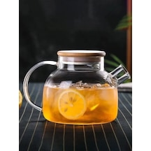 Vakumlu Bambu Kapaklı Isıya Dayanıklı Borosilikat Cam Demlik, Süzgeçli 1000 Ml Teapot. Vakumlu Bambu Kapaklı Borosilikat Cam Demlik Süzgeçli Ve Isıya Dayanıklı Teapot 1000 Ml