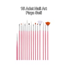 15 Adet Nail Art Dizayn Ve Jel Fırça Seti Tırnak Süsleme Fırça Seti Pembe