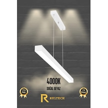 Linear 60cm Beyaz Kasa Ledli Sarkıt Modern Led, Salon, Mutfak, Ofis, Mağaza, Masa Üstü Led Avize Doğal