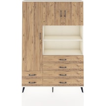 Arges Dolap 8 Raflı 6 Çekmeceli 3 Kapaklı 132x30x195 Aytaşı-çam/çam Atlas Çam/atlas Çam