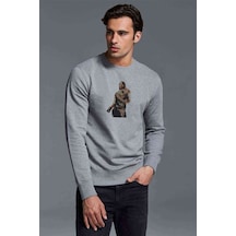 Red Dead 2 John Marston Baskılı Gri Erkek Örme Sweatshirt