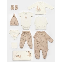 BabyCosy Organik Zürafa Desenli 10 Lu Set Ekru - Vizon