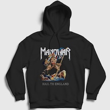 Presmono Unisex Hail To England Manowar Kapüşonlu Sweatshirt Siyah
