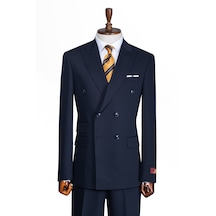İlayda Emir Luxury, İtalyan Kesim,slim Fit, Kruvaze, Erkek Takım Elbise Antrasit - Lacivert
