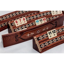 Helena Wood Art Ahşap Mozaik Işlemeli Oval Okey Ceviz