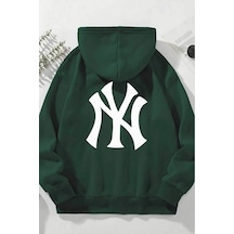Herkesemoda Ön Ve Arka Baskılıı Kapüşonlu Sweatshirt Yeşil