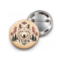 Türk - Beyaz Bozkurt - 58mm Rozet Çok Renkli