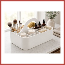 Bezos 3d Baskı Çok Bölmeli Taşınabilir Banyo Ve Makyaj Organizeri - Saplı Masaüstü Düzenleyici-beyaz Erdotıca