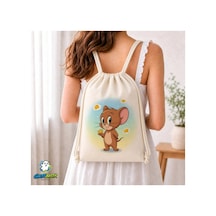 Ghostbastır Design Tom Ve Jerry Büzgülü Keten Çanta C346 Bej