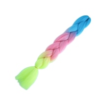 Afrika Örgülük Ombreli Sentetik 100 Gr. / Açık Mavi / Pembe / Neon Sarı - Zmff-462963 Çok Renkli