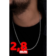 2.8mm Yuvarlak Kral Model 925 Ayar Erkek Gümüş Kolye Zincir 246266144