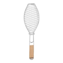 Besthome1 Çelik Işınlı Mangal Sepeti, Ahşap Kollu, Kompakt Depolama, Farklı Yemekler İçin Dışarıda Mangal Yapmak İçin Uygun Çok Çok Renkli