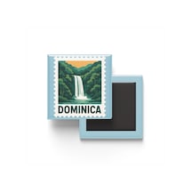 Buzdolap Magneti Dominika Roseau Renkli Posta Pulu Temalı - 9x9 Cm