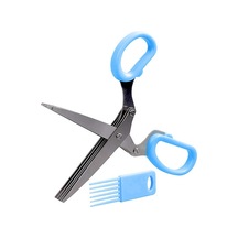 Kıyılmış 5 Katman Fesleğen Biberiye Mutfak Makas Rendelenmiş Doğranmış Yeşil Soğan Kesici Mavi Diğer