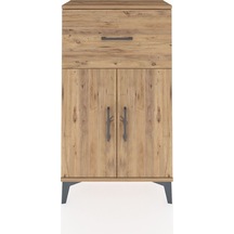 Arges Komodin Tek Raflı Tek Çekmeceli 2 Kapaklı 60x30x106 Çam-çam Atlas Çam