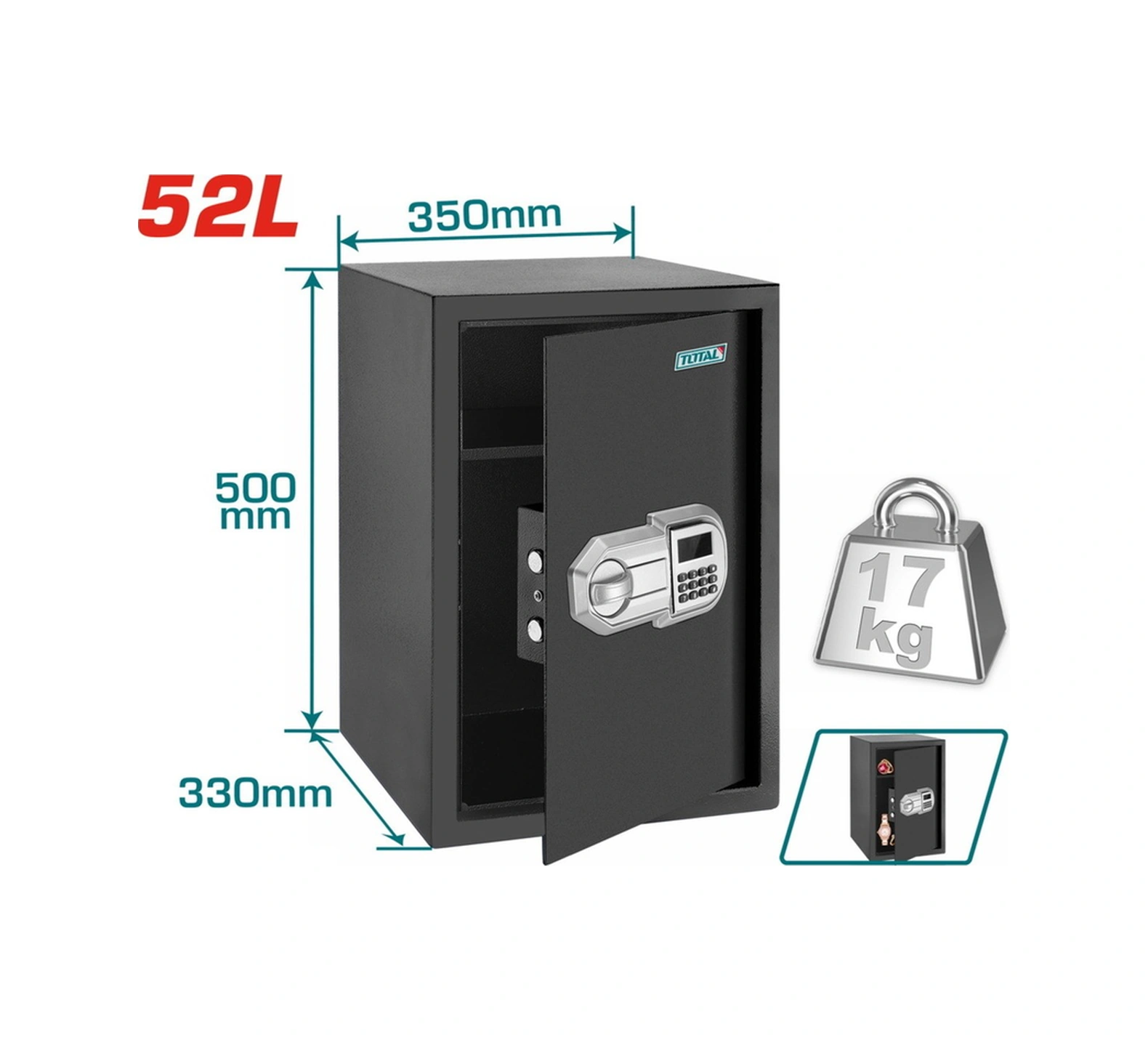 Elektronik Şifreli Para Kasası 52 Litre Yüksek Kalite Tesf5001