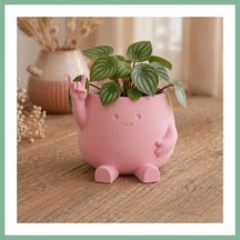 Bşkvirgo 3d Baskı Smiley Face Planter - Gülümseyen Karakterli Saksı-pembe Bsk2026 Standart