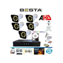 3 Dış 1 Iç 4 Kameralı Gece Renkli Wıfı Ozellikli 4 Tb Hdd Dahil Güvenlik Kamera Seti