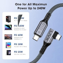 Usb4 Kablo 90 Derece Usb-c To Usb-c 40gbps Veri Aktarım, 240w Pd Hızlı Şarj, 8k 60hz Görüntü Desteği, Thunderbolt 3/4 İle Uyumlu, Örgülü Dayanıklı Şarj Ve Data Kablosu Klv-y