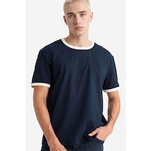 Defacto %100 Pamuk Lacivert Erkek T-shirt F8158ax/nv64 Lacivert