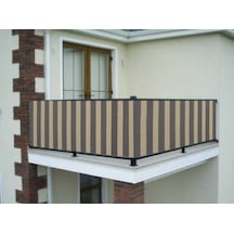 Ceylan Home Balkon Demiri Perdesi Bağcıklı Gri Krem 450x80 Gri - Beyaz