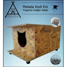 Melada Kedi Evi Dış Ortam Uygun Ahşap Kedi Evi Osb 47x36x25 Cm