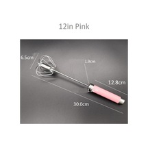 Yasammerkezi 12 Inç Pembe Tarzı Yarı Otomatik Yumurta Çırpıcı Paslanmaz Çelik Yumurta Çırpma Manuel El Ahşap