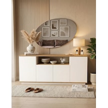 Yurudesign Future Konsol 4 Kapaklı Raflı 180cm Çam-Beyaz FR15-AW