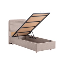 Mila İkili Set, Mila Tek Kişilik Baza Başlık Seti - Açık Kahve 90x200