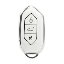 Autohan Keys T10x T10f Akıllı Anahtar Kılıfı, 3 Tuşlu, Nano Koruma Beyaz-gümüş