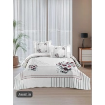 Çift Kişilik Kapitone Yatak Örtüsü, Klasik Desenli Model - Jasmin 250 X 260cm Beyaz